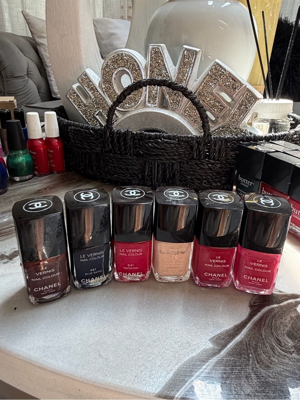CHANEL Le Vernis Nail Set in Burgundy, Navy, Pink, Nude & Raspberry